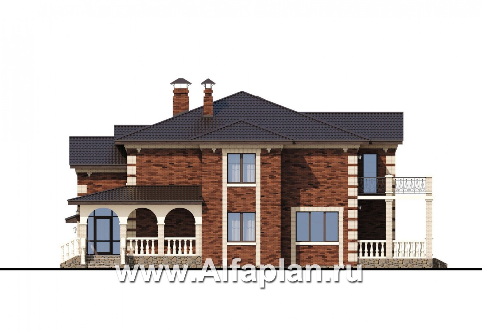 Проекты домов Альфаплан - «Эсперанса» - загородный особняк с террасой и гаражом - изображение фасада №2