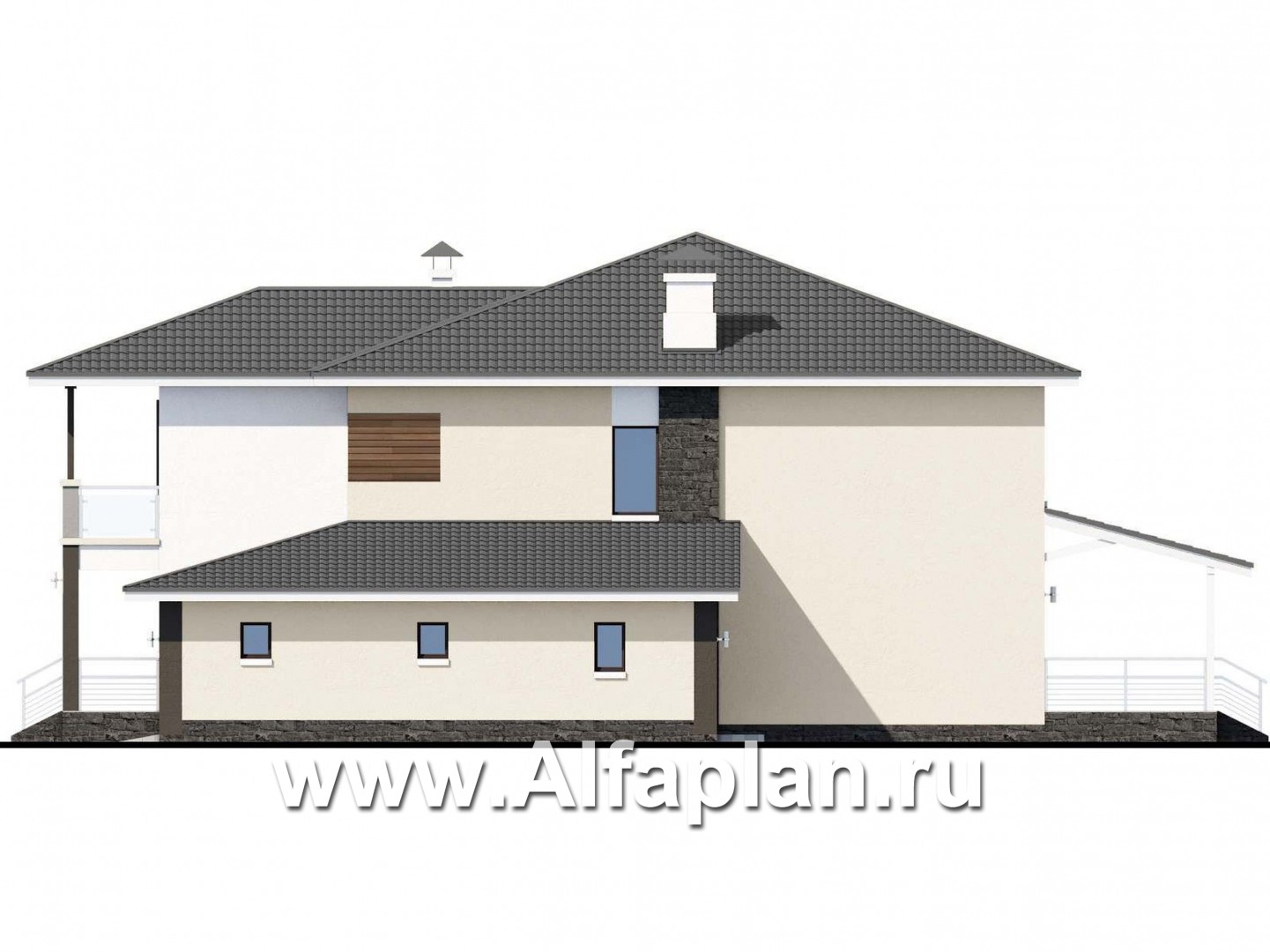 Проекты домов Альфаплан - "Акварель" - двухэтажный коттедж с гаражом и террасой - изображение фасада №2