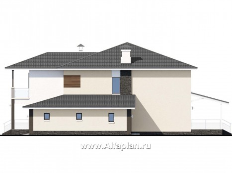 Проекты домов Альфаплан - "Акварель" - двухэтажный коттедж с гаражом и террасой - превью фасада №2
