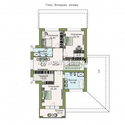 Проекты домов Альфаплан - "Акварель" - двухэтажный коттедж с гаражом и террасой - превью плана проекта №2