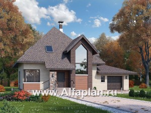 Проекты домов Альфаплан - «Орион» - современный мансардный дом с гаражом - превью основного изображения