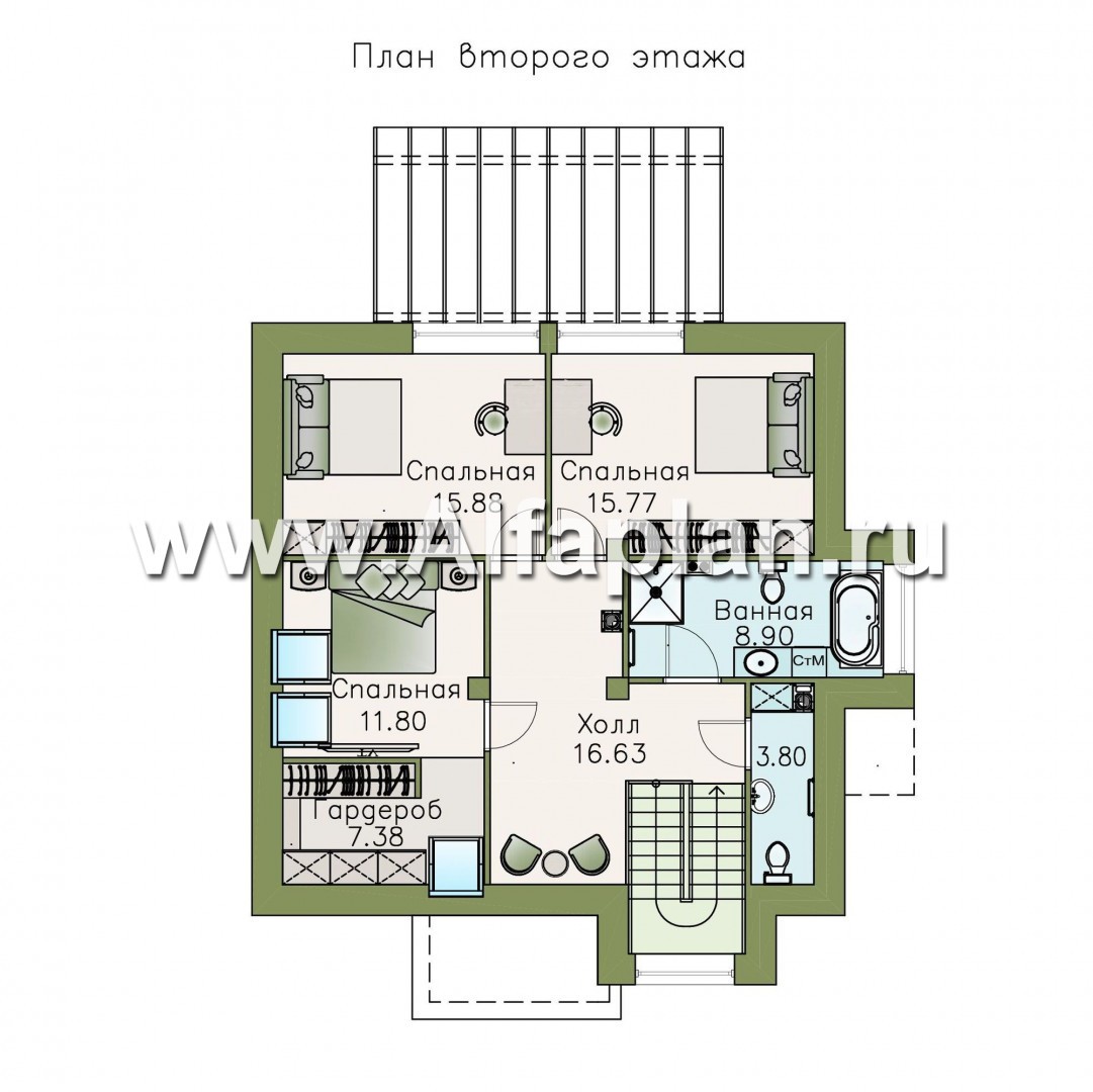 Проекты домов Альфаплан - «Орион» - эффектный современный дом - изображение плана проекта №2