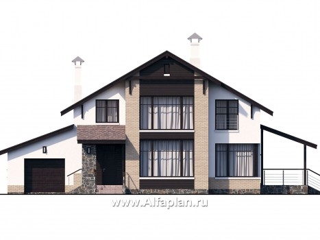 Проекты домов Альфаплан - «Клипер» - комфортный палн дома, двускатная крыша - превью фасада №1