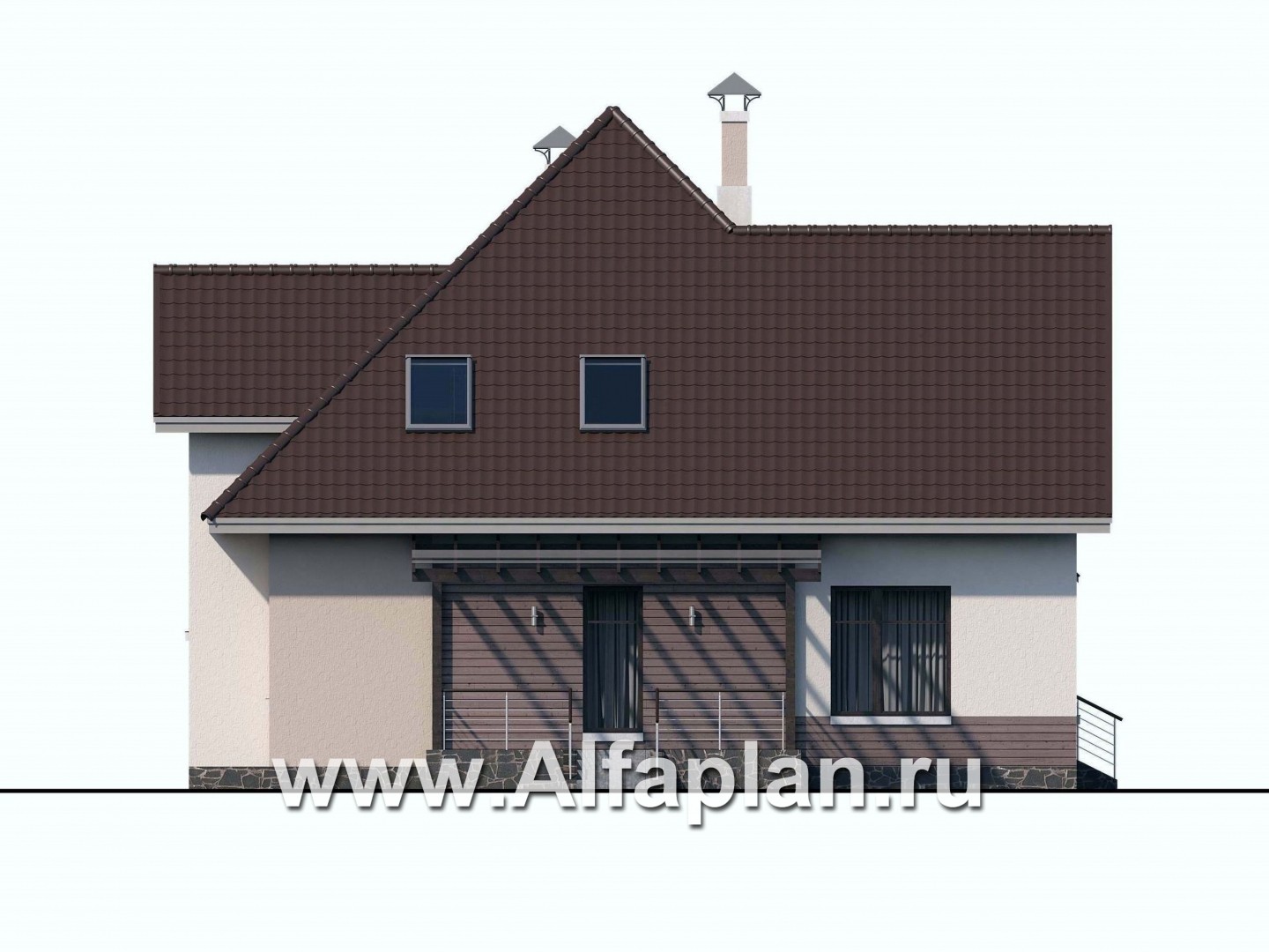 Проекты домов Альфаплан - «Плеяды» — современный мансардный дом - изображение фасада №3