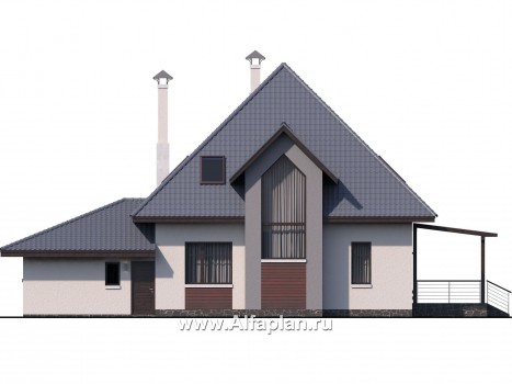 Проекты домов Альфаплан - «Плеяды» - современный мансардный дом - превью фасада №4