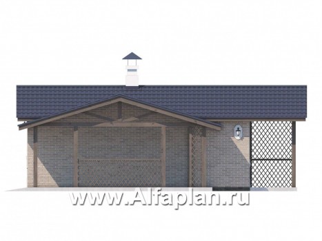 Проекты домов Альфаплан - Удобный хоз. блок для небольшой усадьбы - превью фасада №3