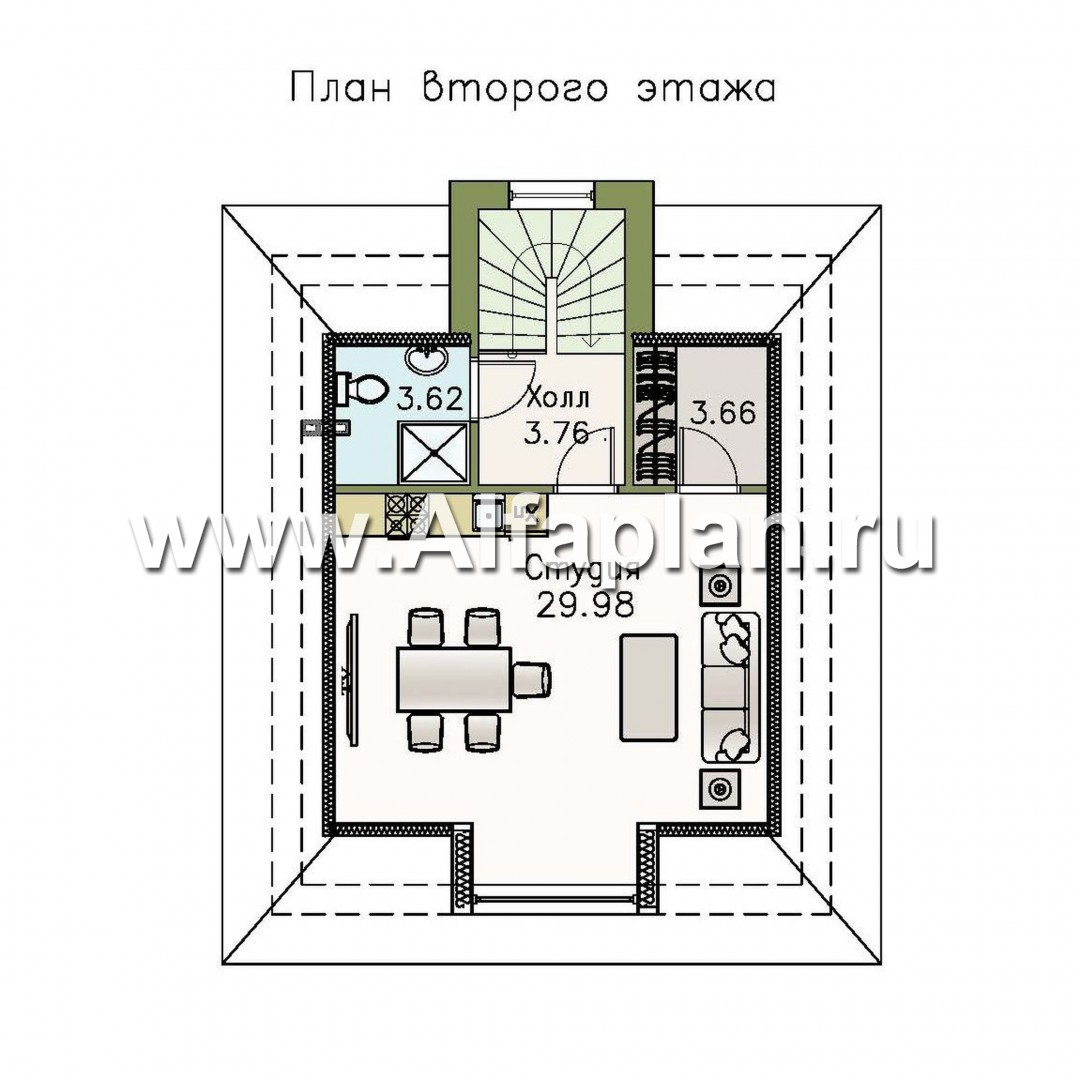 Проекты домов Альфаплан - Гараж со студией в мансарде - изображение плана проекта №2