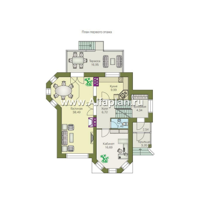 Проекты домов Альфаплан - «Лаура»- трехэтажный загородный дом с террасой - превью плана проекта №2