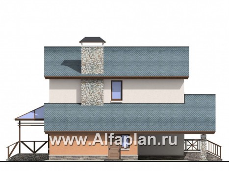 Проекты домов Альфаплан - «Премьера» - компактный дом с навесом для машины - превью фасада №3