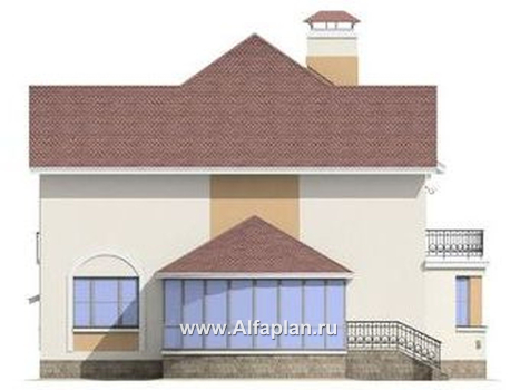 Проекты домов Альфаплан - «Амбиент»- респектабельный проект коттеджа с верандой - превью фасада №4