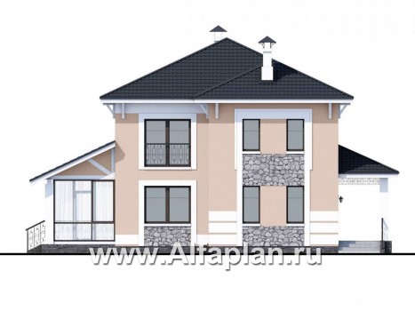 Проекты домов Альфаплан - «Счастье рядом» - двухэтажный дом с комфортной планировкой - превью фасада №4