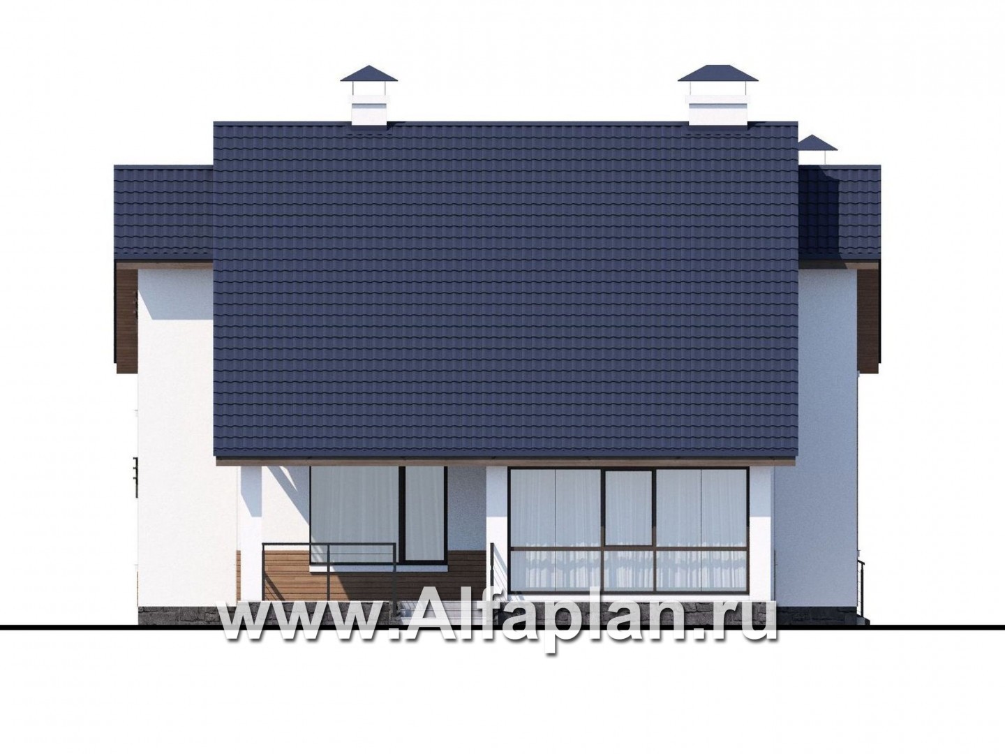 Проекты домов Альфаплан - «Счастье рядом» - современный дом с комфортной планировкой - изображение фасада №2