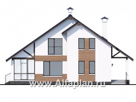 Проекты домов Альфаплан - «Счастье рядом» - современный дом с комфортной планировкой - превью фасада №4