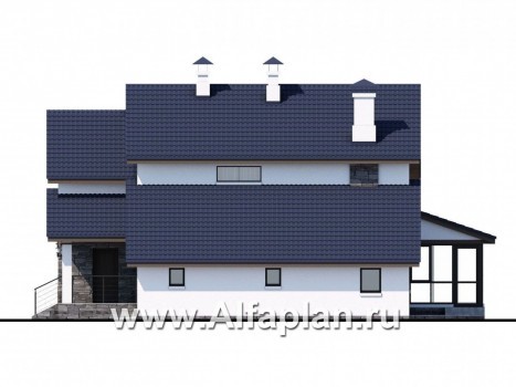 Проекты домов Альфаплан - «Четвертое измерение» - стильный современный дом с комфортабельной планировкой - превью фасада №2