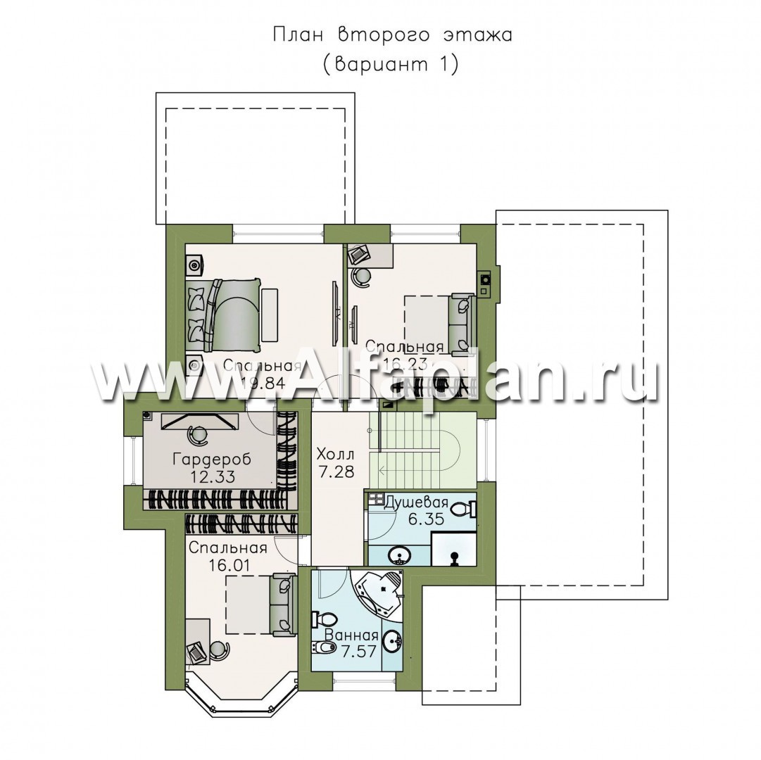 Проекты домов Альфаплан - «Четвертое измерение» - современный комфортный двухэтажный дом - изображение плана проекта №2