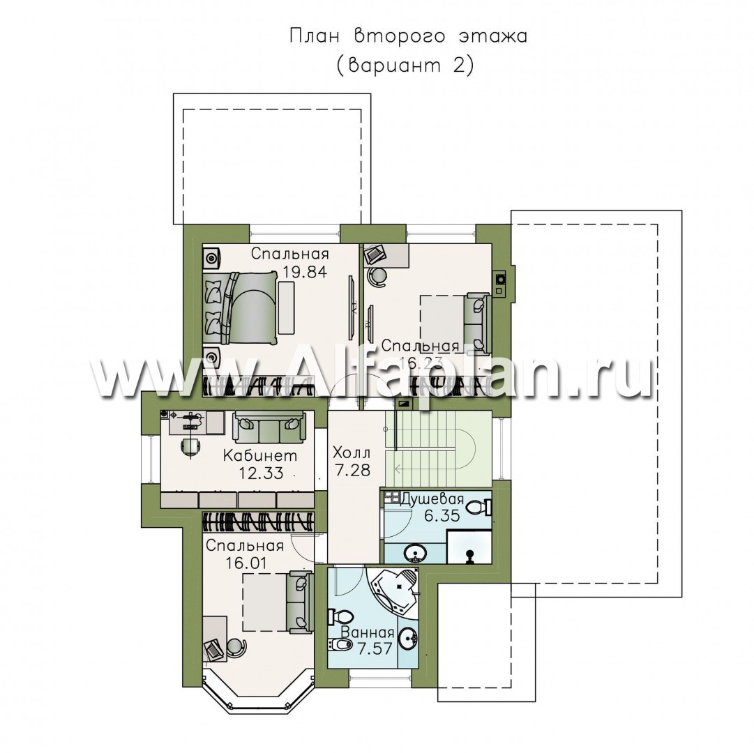 Проекты домов Альфаплан - «Четвертое измерение» - современный комфортный двухэтажный дом - изображение плана проекта №3