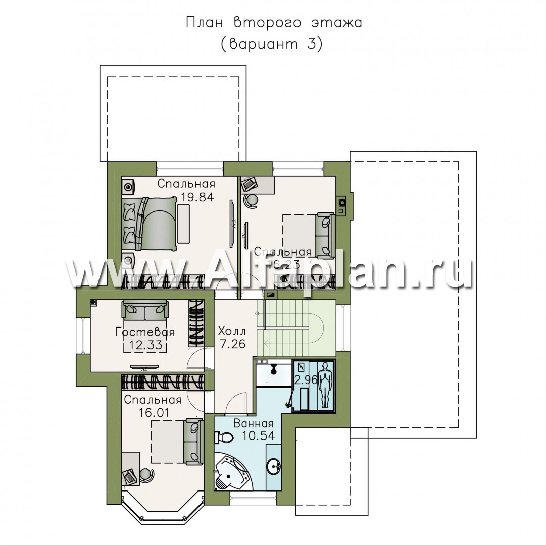 Проекты домов Альфаплан - «Четвертое измерение» - современный комфортный двухэтажный дом - план проекта №4