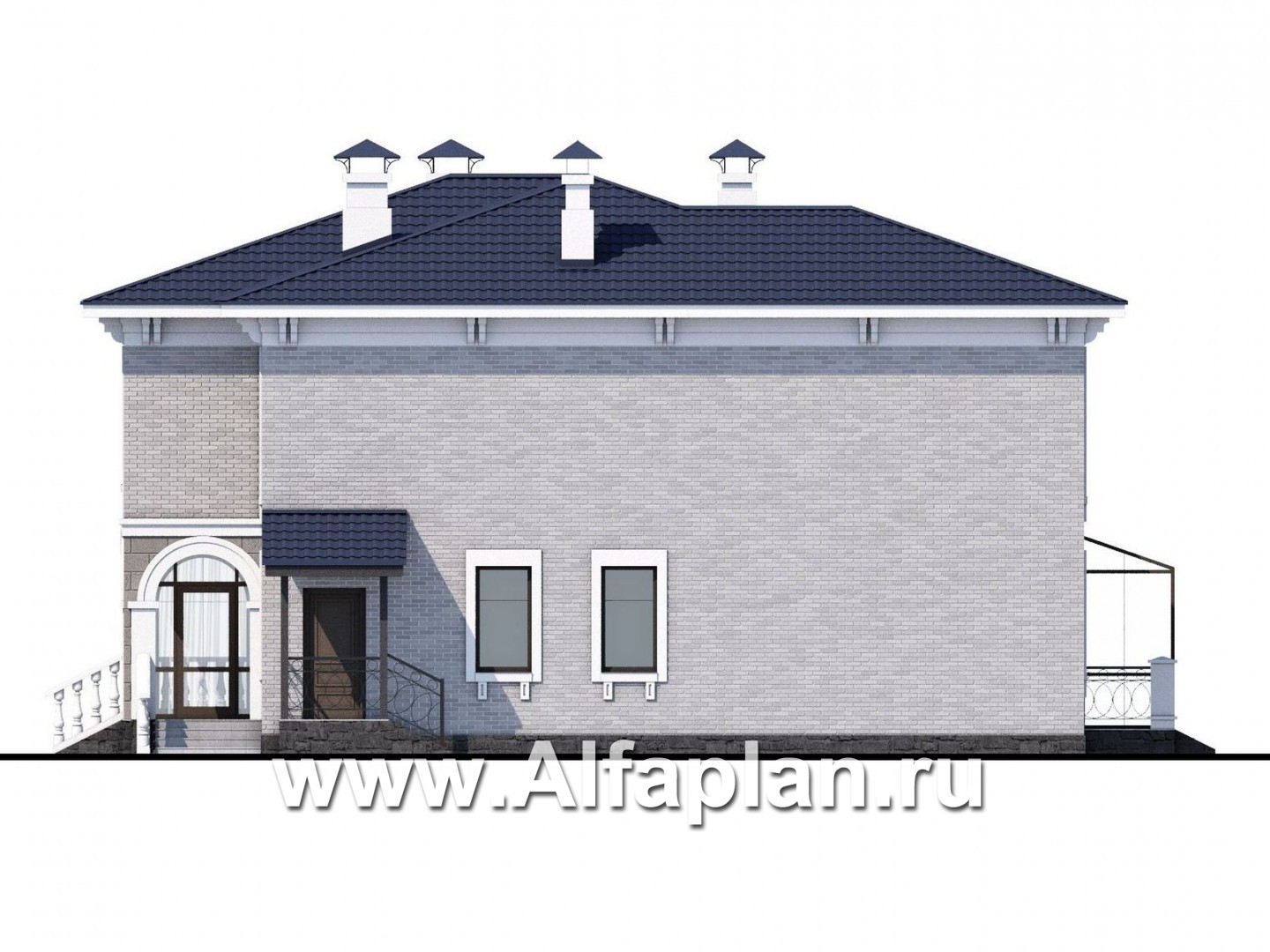 Проекты домов Альфаплан - «Меньшиков» - респектабельный классический двухэтажный особняк - изображение фасада №2