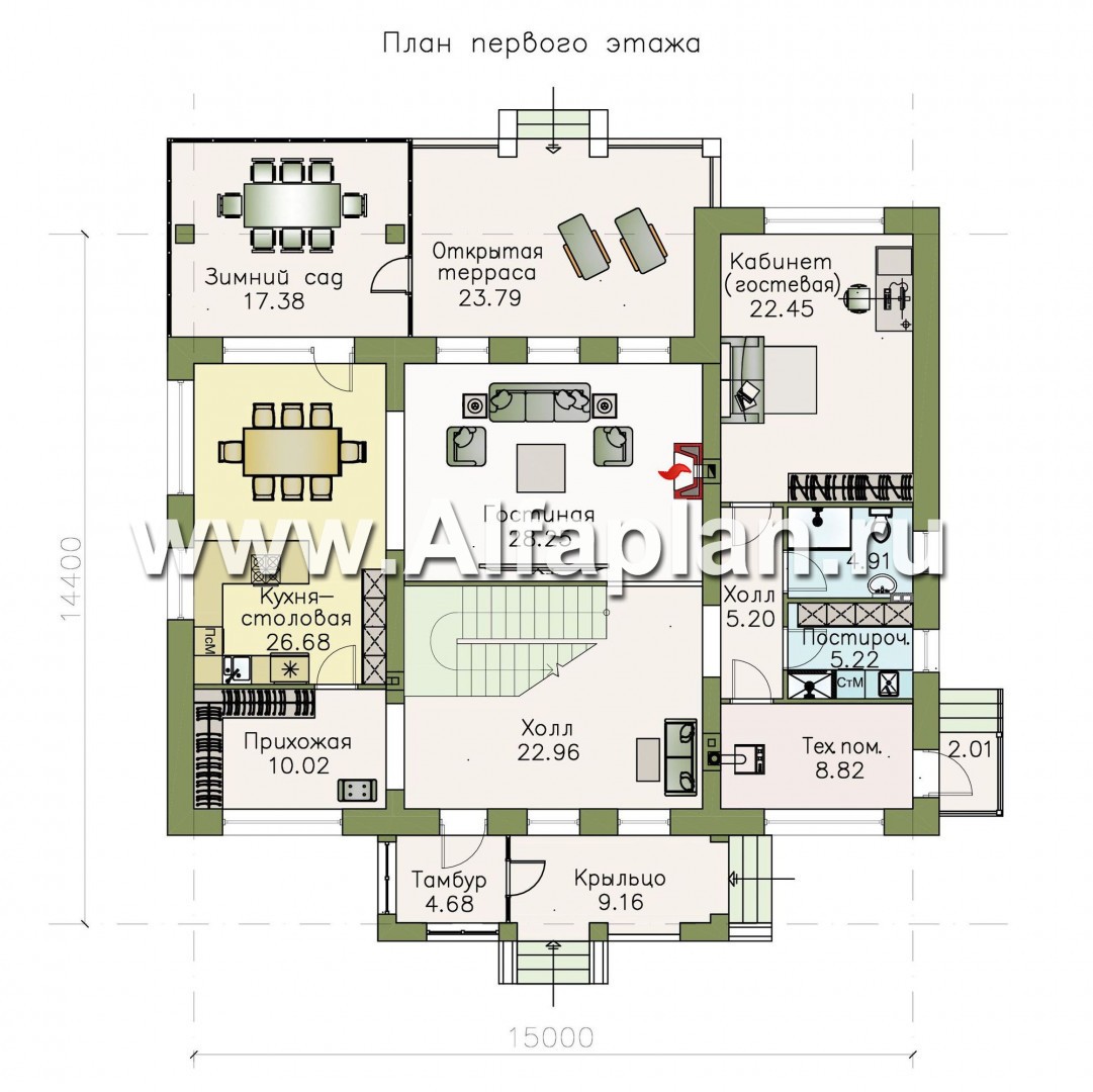 Проекты домов Альфаплан - «Меньшиков» - респектабельный классический двухэтажный особняк - изображение плана проекта №1