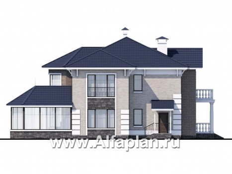 Проекты домов Альфаплан - «Воронцов» - комфортабельная вилла для большой семьи - превью фасада №3