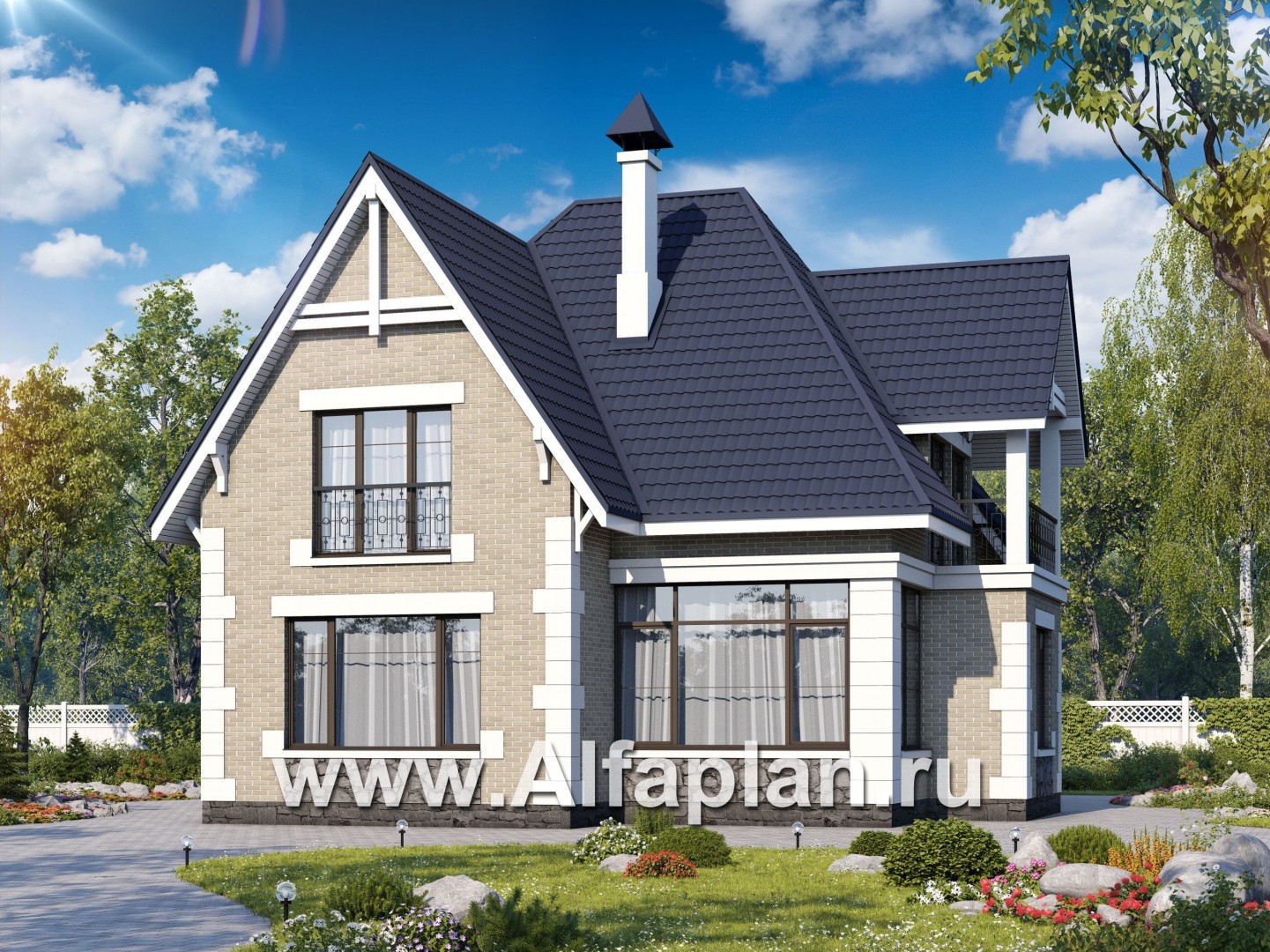 Проекты домов Альфаплан - «Золушка» - удобный и комфортный мансардный дом - основное изображение