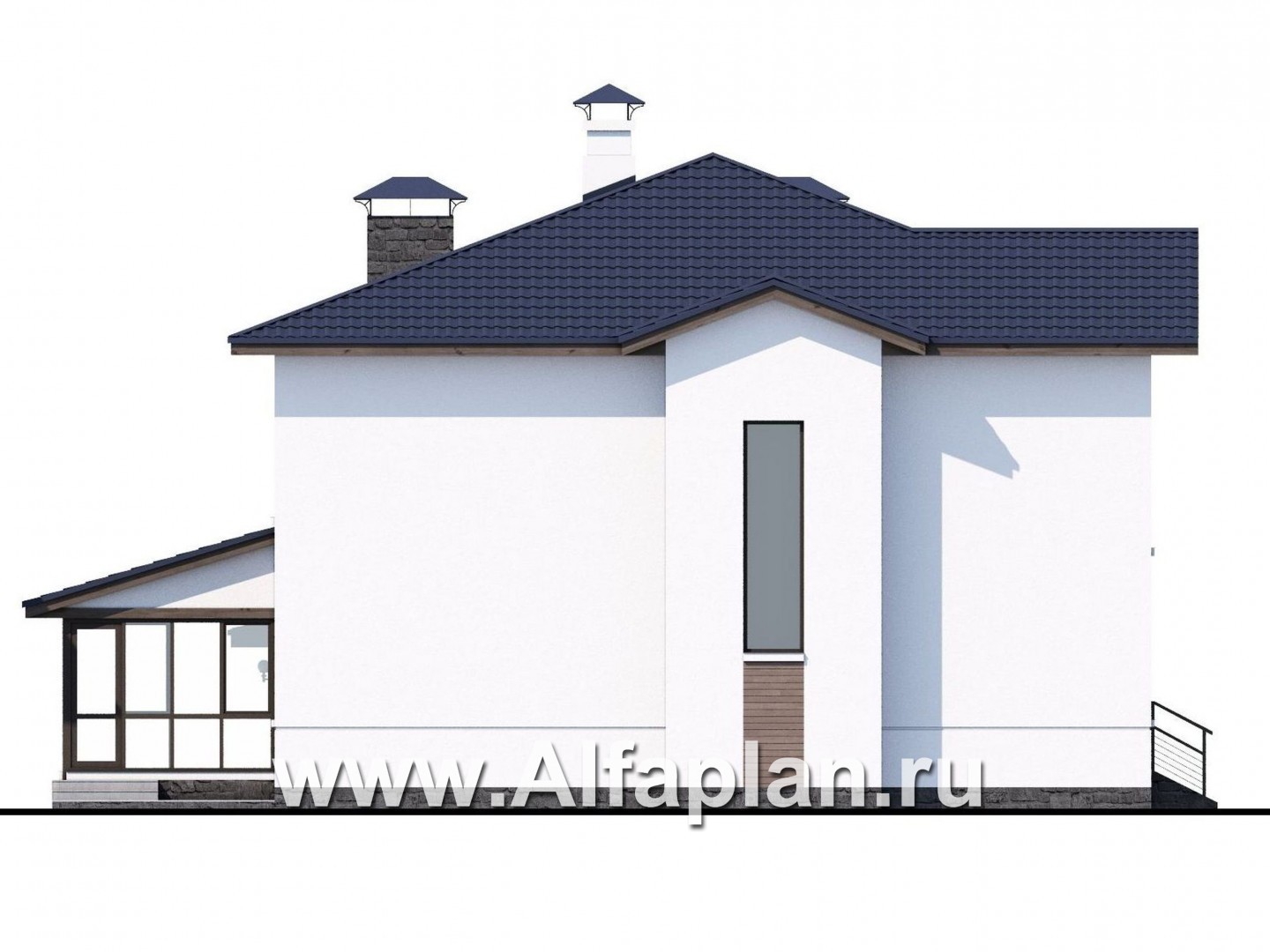 Проекты домов Альфаплан - «Выбор» - проект современного загородного дома с гаражом - изображение фасада №3