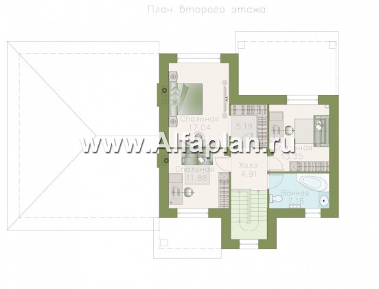 Проекты домов Альфаплан - «Виконт»- двухэтажный дом с большим гаражом и отличной планировкой - превью плана проекта №2