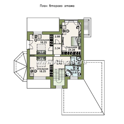 Проекты домов Альфаплан - «Маленький принц» - компактный коттедж с цокольным этажом и гаражом - превью плана проекта №3