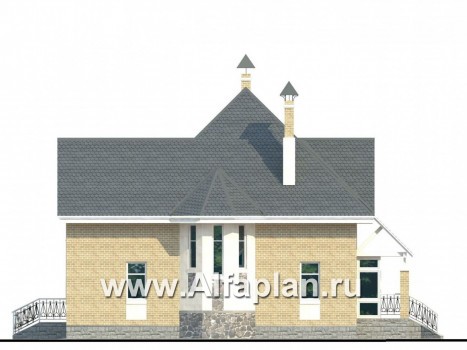 Проекты домов Альфаплан - «Солярис» - загородный дом с двусветной гостиной - превью фасада №3