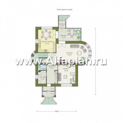 Проекты домов Альфаплан - «Солярис» - загородный дом с двусветной гостиной - превью плана проекта №1