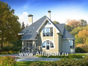 Проекты домов Альфаплан - «Солярис» - загородный дом с двусветной гостиной - превью основного изображения