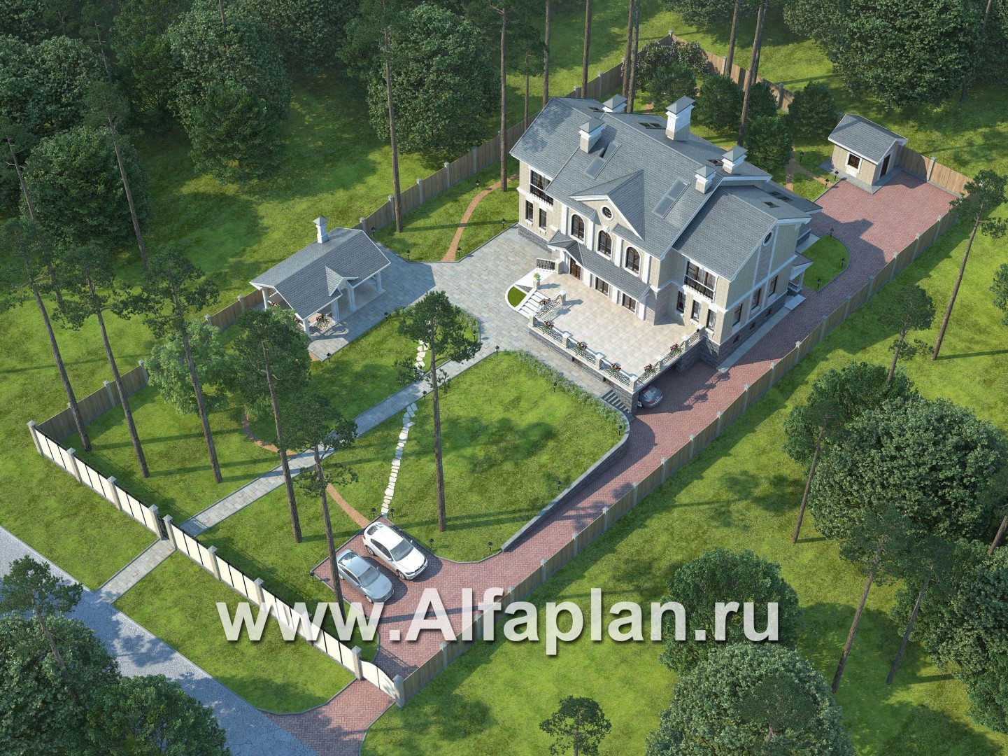 Проекты домов Альфаплан - «Поместье» - элитный коттедж в классическом стиле - дополнительное изображение №2