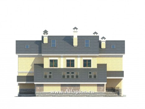 Проекты домов Альфаплан - «Поместье» - элитный коттедж в классическом стиле - превью фасада №4