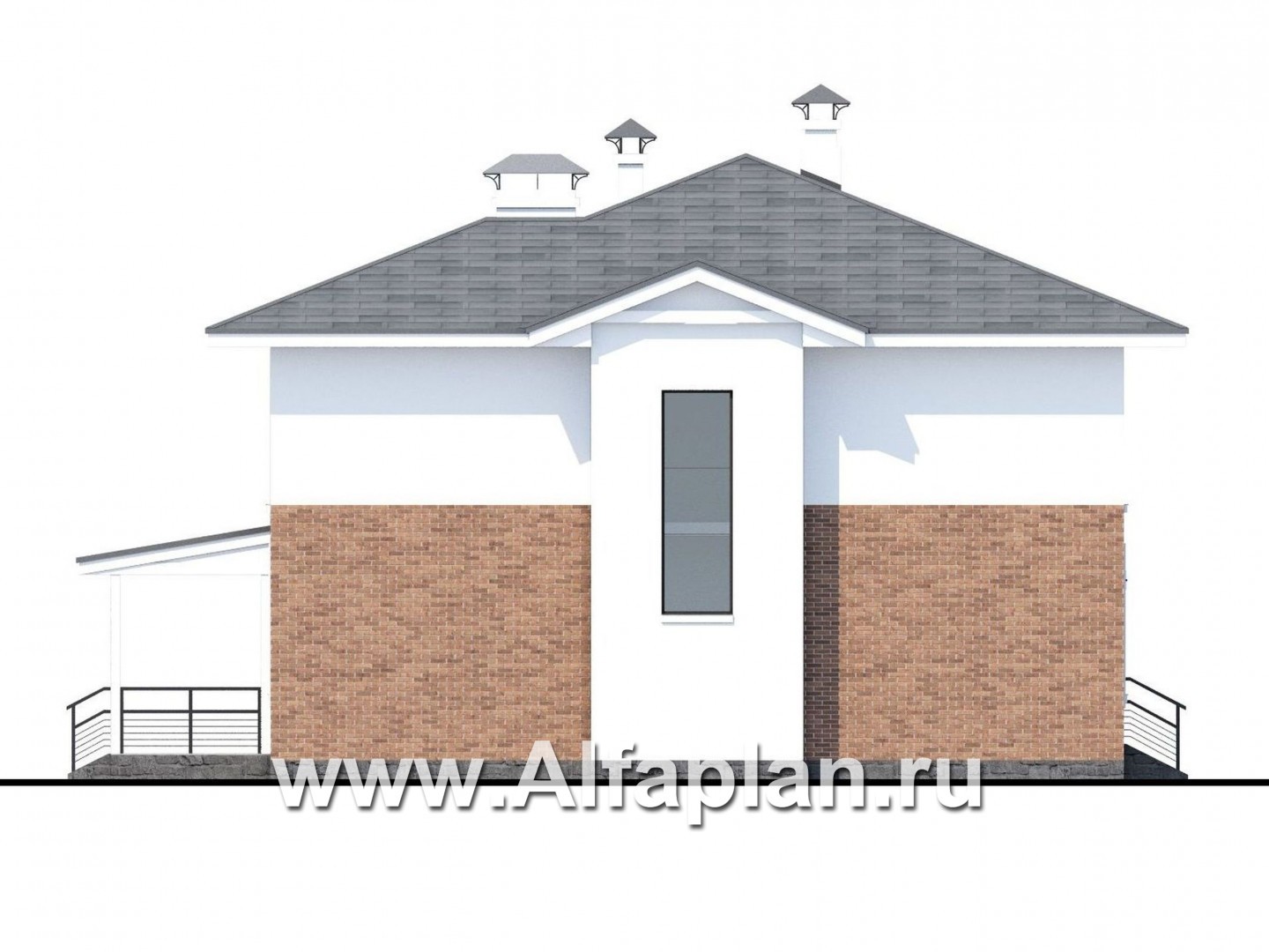 Проекты домов Альфаплан - «Сектор счастья» - стильный современный дом с гаражом - изображение фасада №3