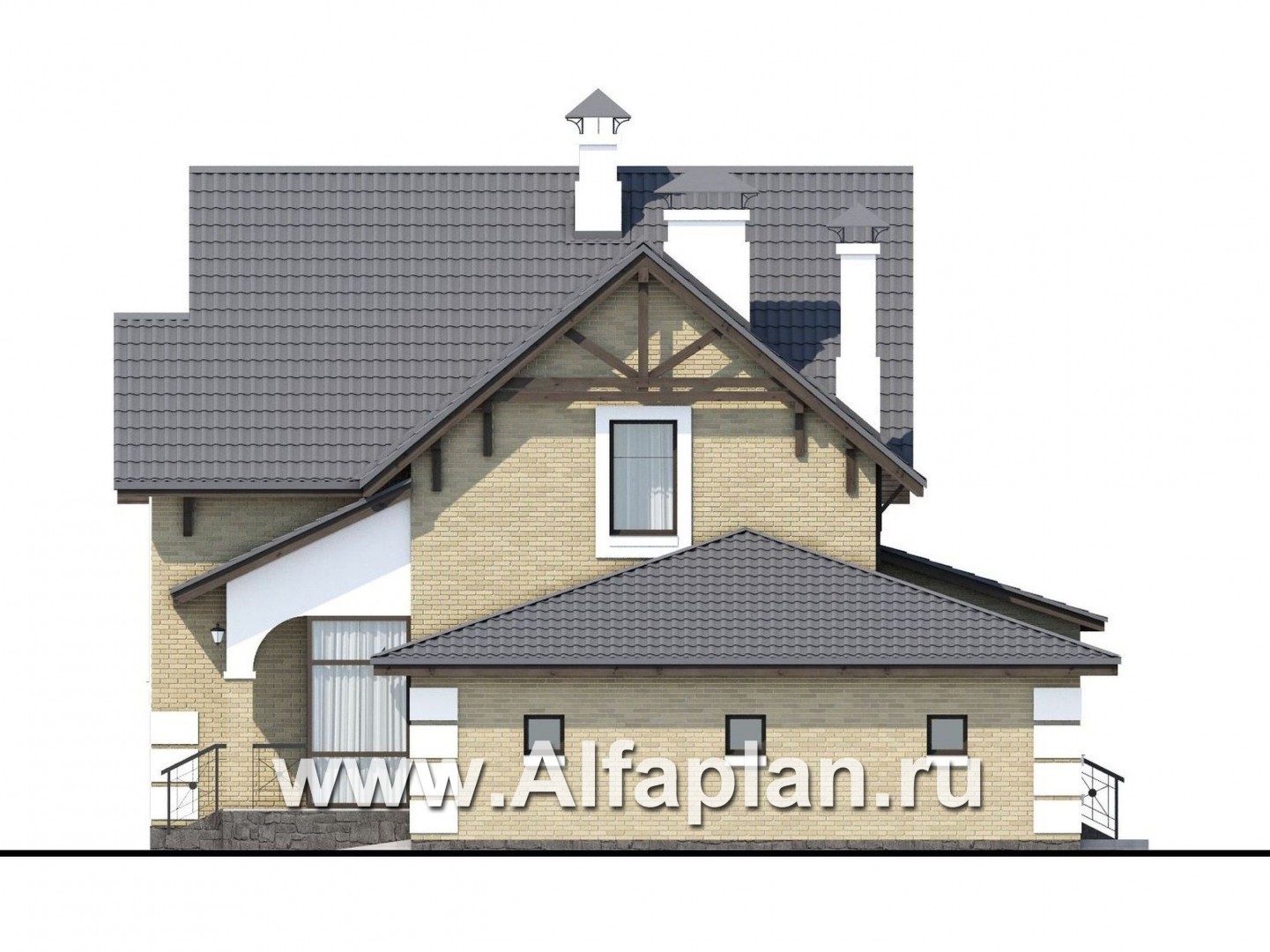 Проекты домов Альфаплан - «Приоритет» - коттедж с компактным планом и комфортной планировкой - изображение фасада №2