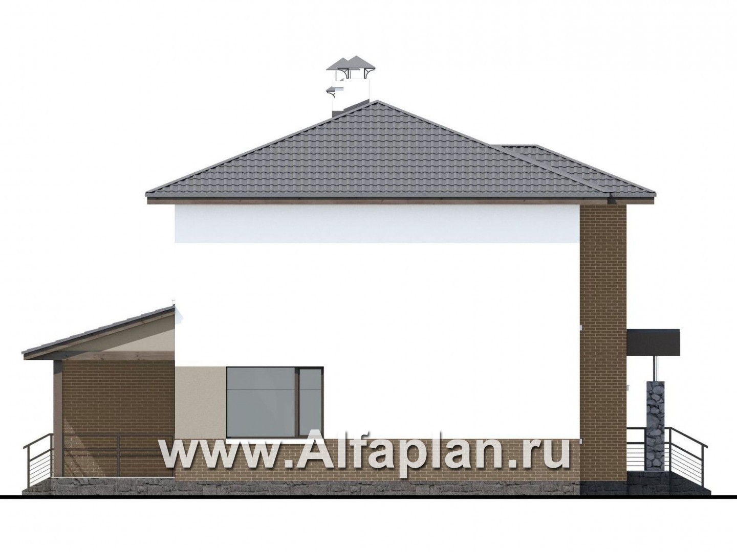 Проекты домов Альфаплан - «Приоритет» - экономичный и комфортный современный дом - изображение фасада №3