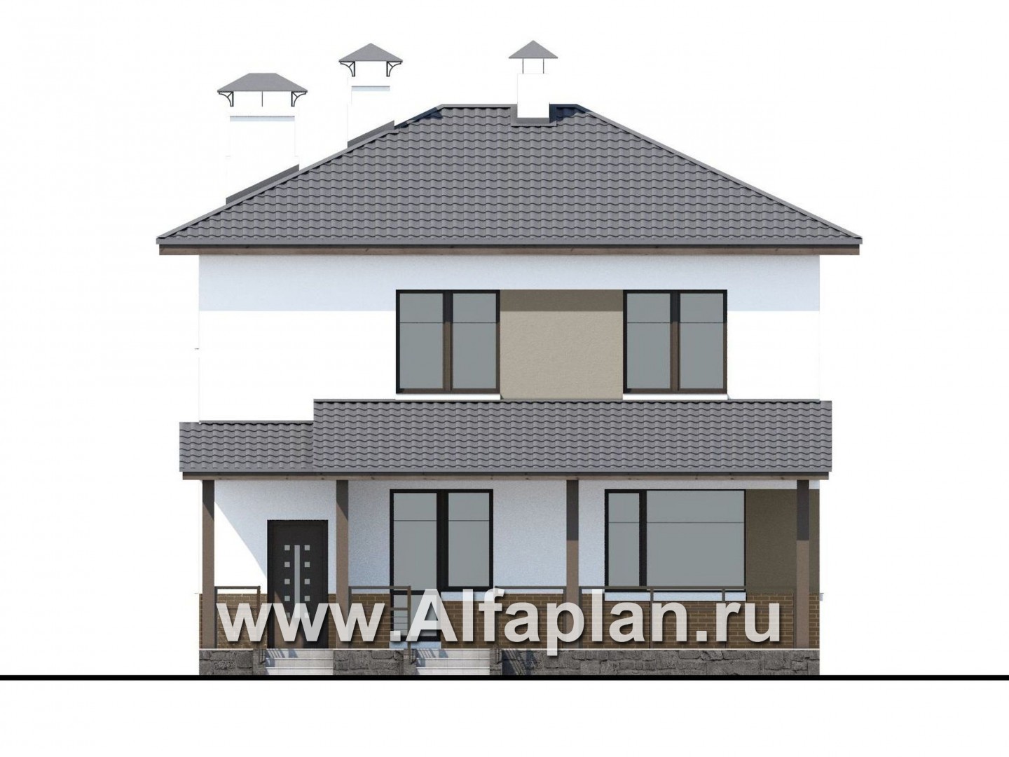Проекты домов Альфаплан - «Приоритет» - экономичный и комфортный современный дом - изображение фасада №4