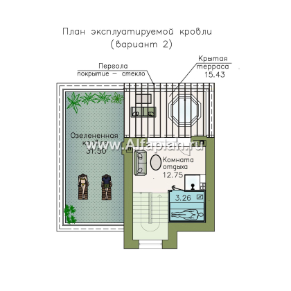 Проекты домов Альфаплан - «Приоритет» - компактный трехэтажный дом с «зеленой» кровлей - превью плана проекта №5