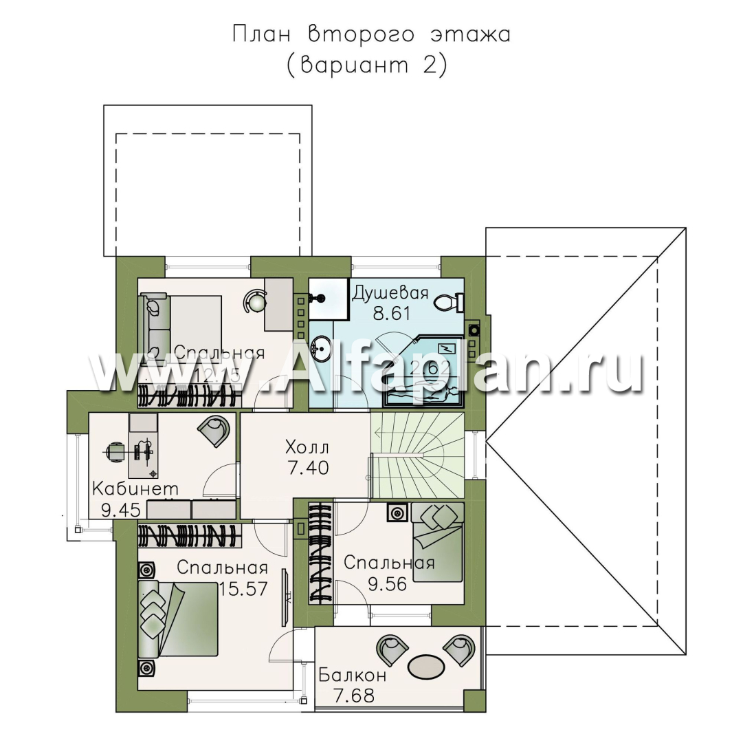 Проекты домов Альфаплан - «Лотос» - компактный современный двухэтажный дом с гаражом - изображение плана проекта №3