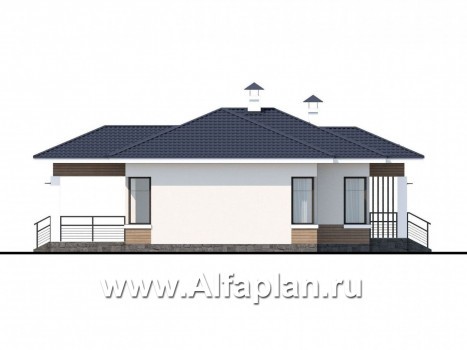 Проекты домов Альфаплан - «Безоблачный» - экономичный одноэтажный дом (дача) - превью фасада №3
