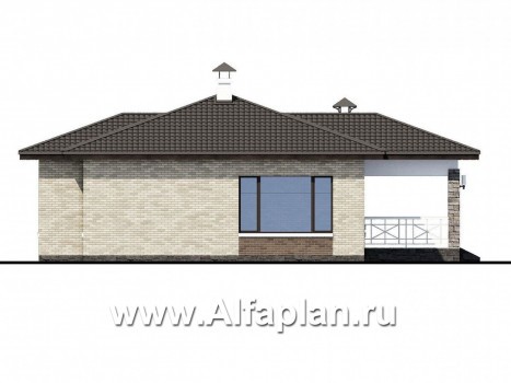 Проекты домов Альфаплан - «Грация» - современный компактный одноэтажный коттедж с террасой - превью фасада №4