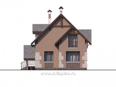 Проекты домов Альфаплан - «Улыбка» - компактный загородный дом - превью фасада №2