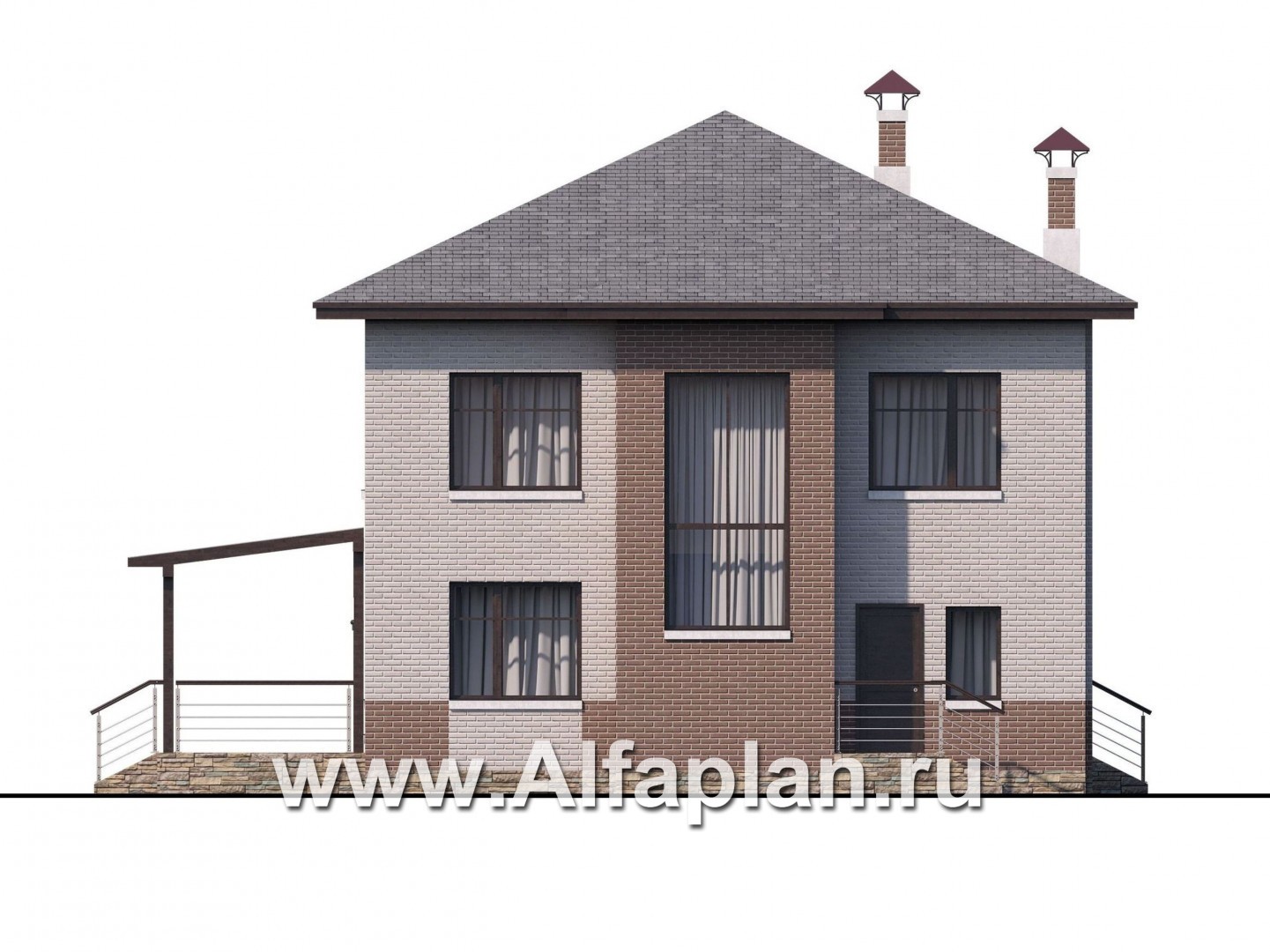 Проекты домов Альфаплан - «Печора» - стильный двухэтажный коттедж - изображение фасада №4