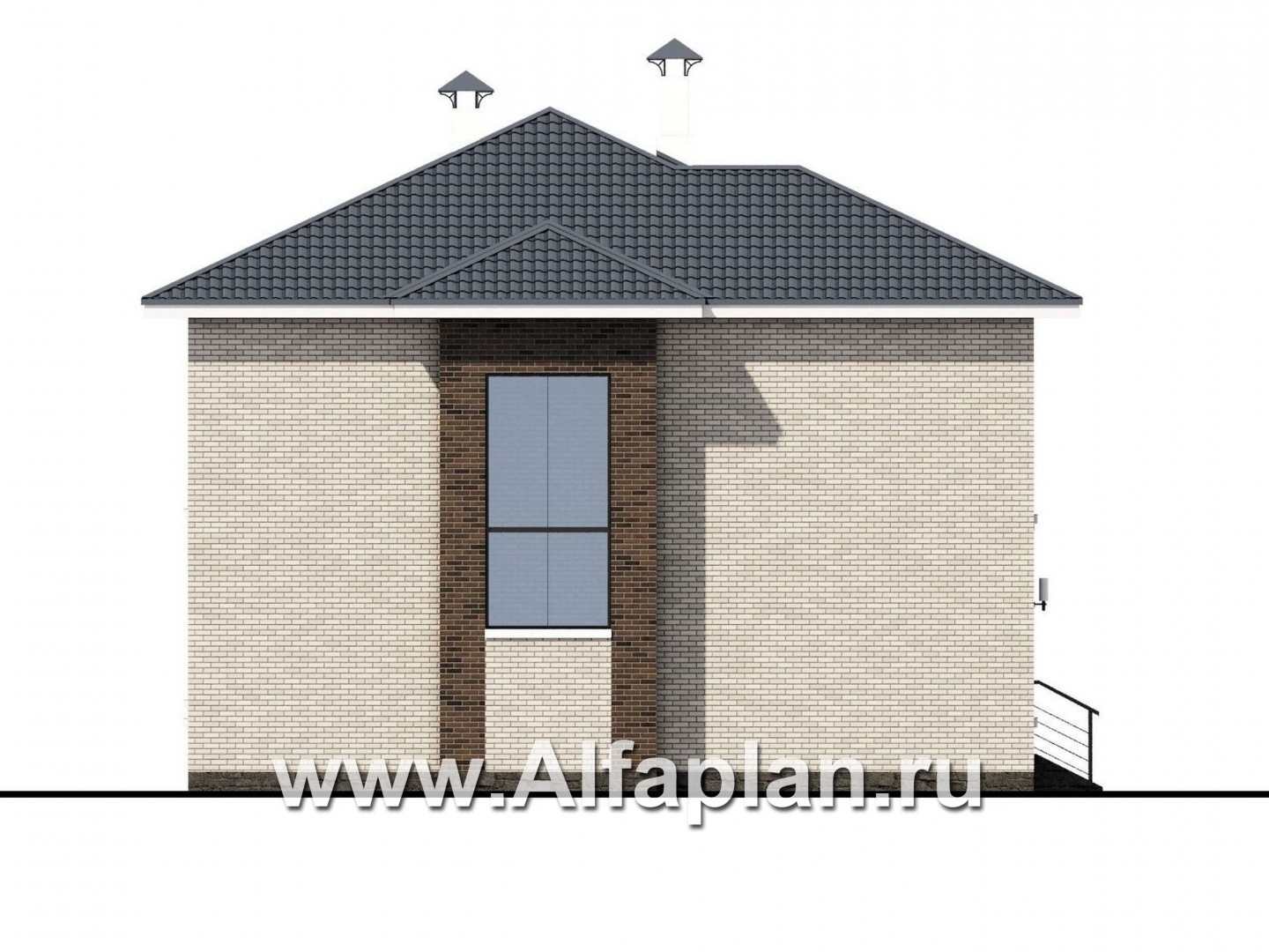 Проекты домов Альфаплан - «Роман с камнем» — двухэтажный коттедж со вторым светом - изображение фасада №3