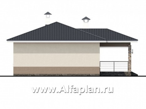 Проекты домов Альфаплан - «Мелета» - компактный и уютный одноэтажный дом с двумя спальнями - превью фасада №4