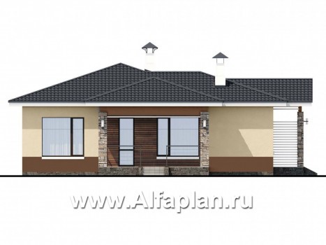 Проекты домов Альфаплан - «Мелета» - компактный и уютный одноэтажный дом с тремя спальнями - превью фасада №3