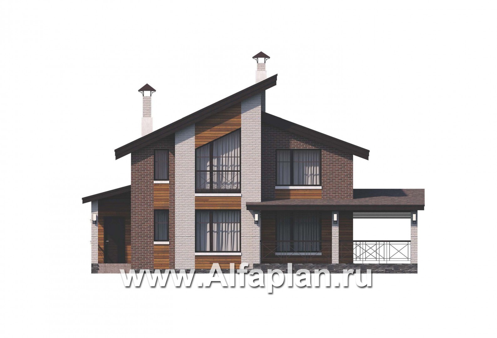 Проекты домов Альфаплан - 792А «Стимул» - проект стильного двухэтажного дома - изображение фасада №1