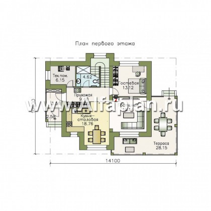Проекты домов Альфаплан - 792А «Стимул» - проект стильного двухэтажного дома - превью плана проекта №1
