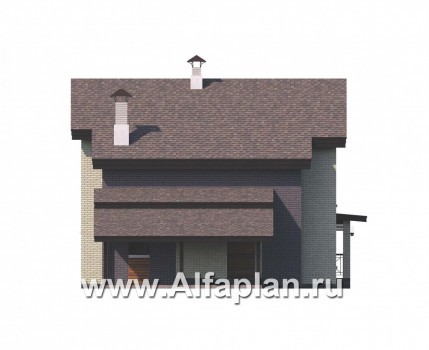 Проекты домов Альфаплан - 792В - «Стимул» - проект стильного двухэтажного дома с гаражом-навесом - превью фасада №3
