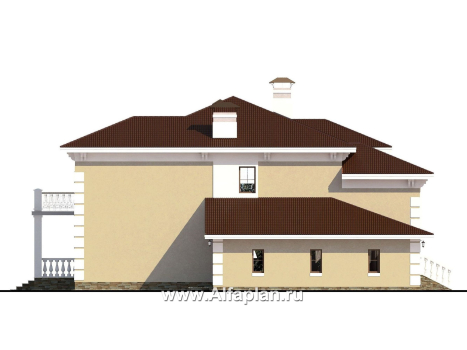 Проекты домов Альфаплан - «Привилегия» - элегантный коттедж из кирпиечй (или блоков) с большим гаражом и террасой - превью фасада №3
